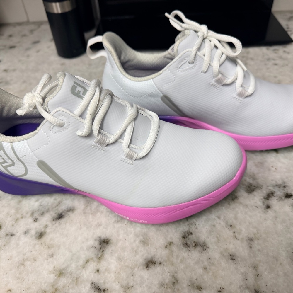 FootJoy Women's White and Pink Golf shoes - Picture 2 of 4
